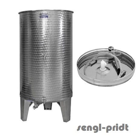 Immervolltank rostfrei ZO 500 lt mit Füße mit 3 Ventile MIT Schwimmdeckel, Luftpumpe und Verbindungsschlauch