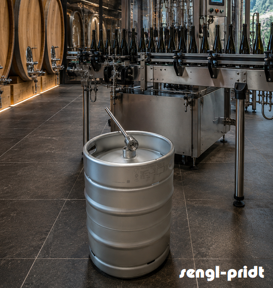 Weinfass KEG EURO 50lt W2″x14TPI, stabelbar – mit Korbfitting